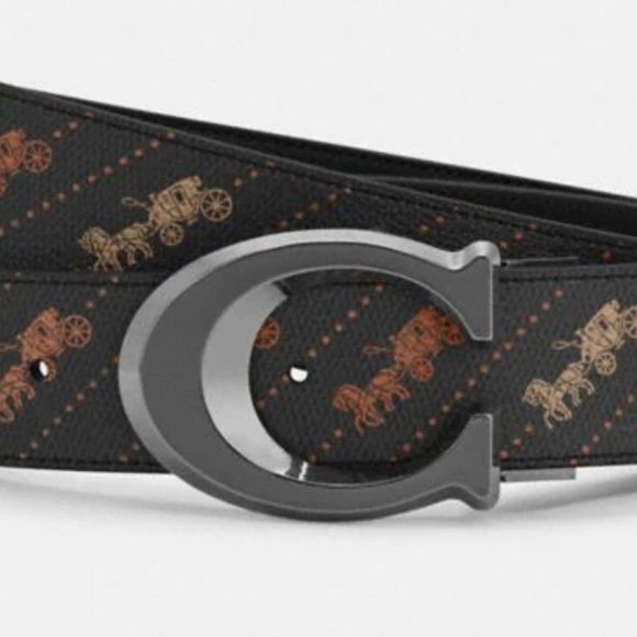 Coach $198 CUT-TO-SIZE REVERSIBLE SIGNATURE WIDE BELT - Picture 1 of 8